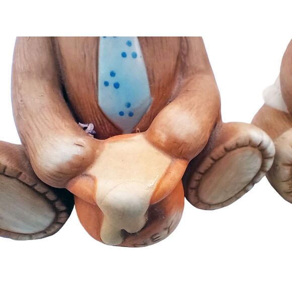 Homco Bears Mama Apple Basket Papa Honey Pot 4 inches Vintage 1980s Autumn Fall - Picture 5 of 12